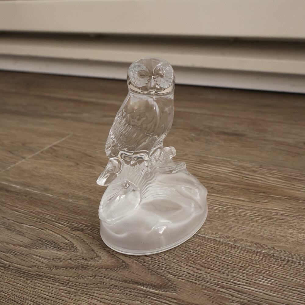 Vintage Cristal D'Arques Genuine Lead Crystal Barn Owl Frosted Glass Decor